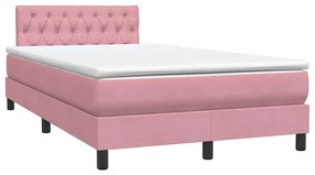 Cama com molas/colchão 120x220 cm veludo rosa