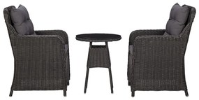 Cadeiras de jardim com mesa de centro 2 pcs vime PE preto