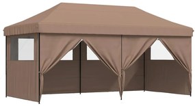 Tenda p/ festas pop-up dobrável com 4 paredes laterais castanho