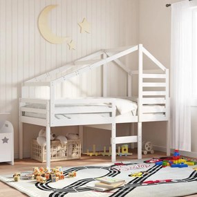 vidaXL Telhado de cama infantil 188x97x113 cm pinho maciço branco