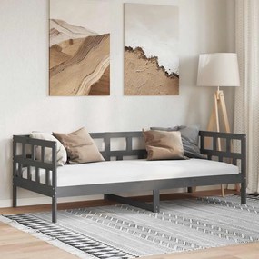 Sofá-cama 80x200 cm madeira de pinho maciça cinzento