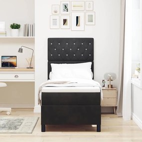 Cama com Estrado vidaXL com Colchão e LED Preto 80x200 cm Veludo