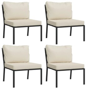 11 pcs conjunto lounge de jardim aço c/ almofadões areia