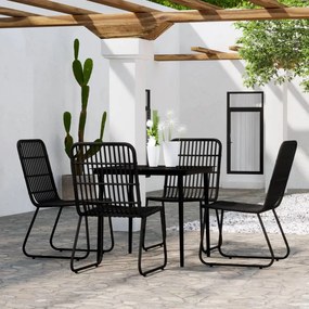 5 pcs Conjunto de jantar para jardim preto