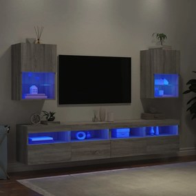 Móveis de TV com luzes LED 2 pcs 40,5x30x60 cm cinzento sonoma