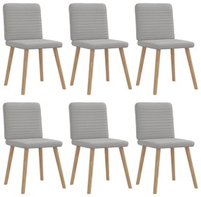 Cadeiras de jantar 6 pcs tecido cinza nuvem