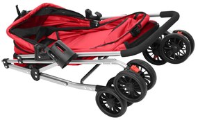 Carrinho dobrável para cães 76x50x100 cm tecido oxford vermelho