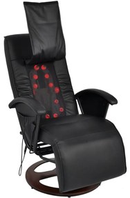 vidaXL Cadeira de massagens shiatsu couro artificial preto