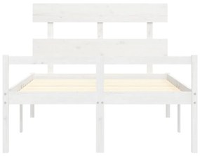 Estrutura de cama com cabeceira 140x200cm madeira maciça branco