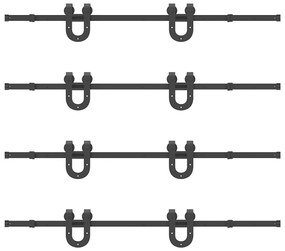 Kit de ferragens para porta deslizante 366 cm aço preto