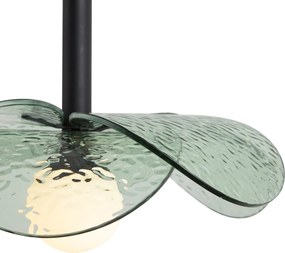 Candeeiro Pendente de Design Preto com Vidro Verde - Kemner