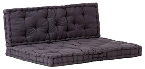 3053634 vidaXL Almofadões para sofá de paletes 2 pcs algodão preto