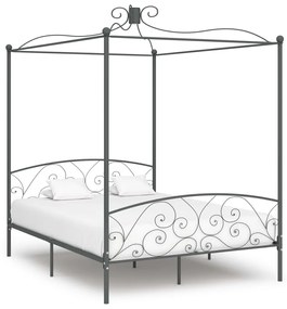 284484 vidaXL Estrutura de cama com dossel 160x200 cm metal cinzento