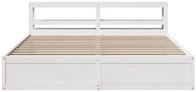 Estrutura de cama com cabeceira 200x200 cm pinho maciço branco