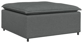Sofá modular com pufes e almofadas cinzento-escuro
