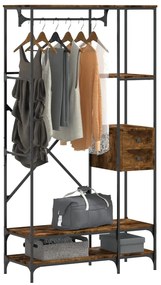 Charriot/Suporte p/ roupas c/ prateleiras deriv. madeira carvalho fuma
