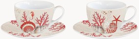 Chávenas de café em porcelana com pires Coral Reef, conjunto de 2