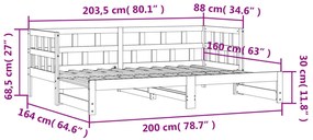 Sofá-cama com gavetão 80x200 cm madeira de pinho maciça branco