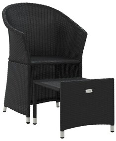 2 pcs conjunto lounge de jardim c/ almofadões vime PE preto