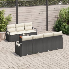 Conjunto de Sofá de Jardim vidaXL de 8 Peças com Almofadas Preto Ratta