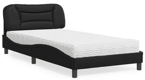 Cama com colchão 100x200 cm couro artificial preto