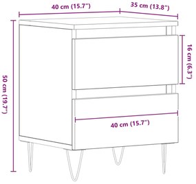 Cabeceira de Cama vidaXL Carvalho Artisan 40x35x50 cm Madeira de Engen