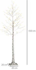 Árvore Sintética Altura 150cm com 120 Luzes LED IP44 Ajustável em 3 Modos Ramos Flexíveis e Base de Candeeiro Árvore de Decoração de Natal para Interi