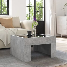 Mesa de centro luzes LED Infinity 50x50x30 cm cinzento cimento