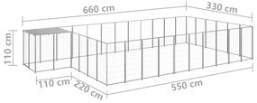 Canil 19,36 m² aço prateado