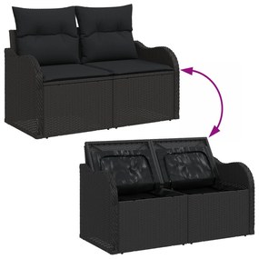 Conjunto de Sofá de Jardim vidaXL 6 Peças com Almofadas Bege Rattan Si