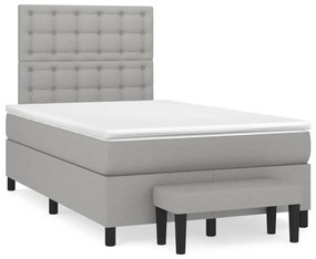 vidaXL Cama boxspring com colchão 120x190 cm tecido cinzento-claro