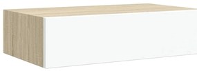 Prateleiras parede + gavetas 2pcs MDF 40x23,5x10cm carv./branco