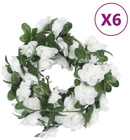 Grinaldas de flores de Natal 6 pcs 240 cm branco