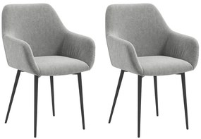HOMCOM Set 2 Cadeiras de Jantar Nórdicas Estofadas com Braços Curvos em Tecido de Veludo 54x57x80 cm Cinza Escuro | Aosom Portugal