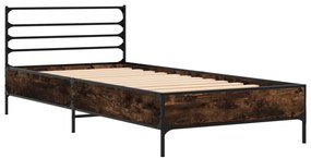 Estrutura de cama derivados de madeira e metal carvalho fumado