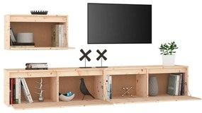 Móveis de TV 3 pcs madeira de pinho maciça