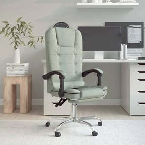 vidaXL Cadeira massagens reclinável escritório veludo cinzento-claro