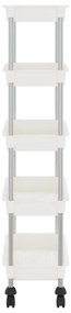 Carrinho cozinha c/ 5 prateleiras ferro/ABS 42x29x128 cm branco