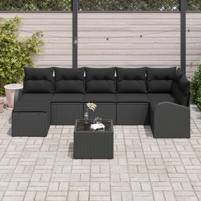 Conjunto de Sofá de Jardim vidaXL 8 Peças com Almofadas Beje Rattan Po