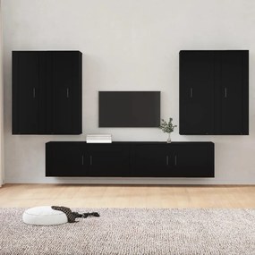 vidaXL Conjunto móveis de TV 6 pcs madeira processada preto