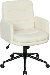 HOMCOM Cadeira de escritório, cadeira giratória com altura ajustável, função de reclinação, 61,5 x 65 x 91-101 cm, creme | Aosom Portugal