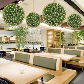 2 peças de bolas de topiaria de planta artificial de 28 cm - verde