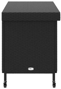 Caixa de arrumação jardim com rodas 110x55x73 cm vime PE preto