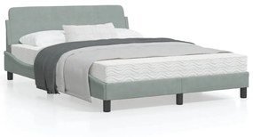 Estrutura de cama c/ cabeceira 140x200 cm veludo cinzento-claro
