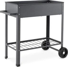 Floreira Elevada para Horta, 88 x 37 x 80 cm, com Rodas, Cinzento