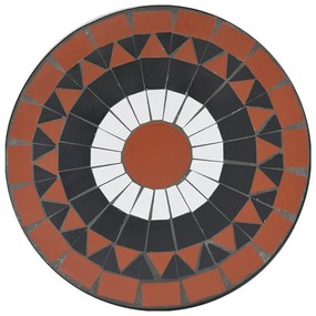 Conjunto de bistrô mosaico ferro e cerâmica terracota e branco