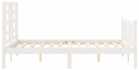 Estrutura de cama com cabeceira 140x190cm madeira maciça branco