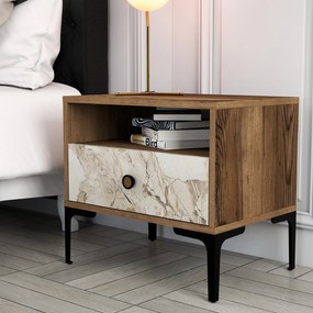 Mesa de Cabeceira Lizbon500 – Nogueira/Branco – 56x50,8x40 cm