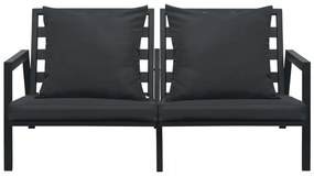 4 pcs conj. lounge jardim + almofadões alumínio cinzento-escuro