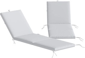 Outsunny Conjunto de 2 Almofadas para Espreguiçadeira com 5 Correias e Alça Integrada, para Praia Varanda Jardim, 182x53x6cm, Cinza Claro | Aosom Portugal